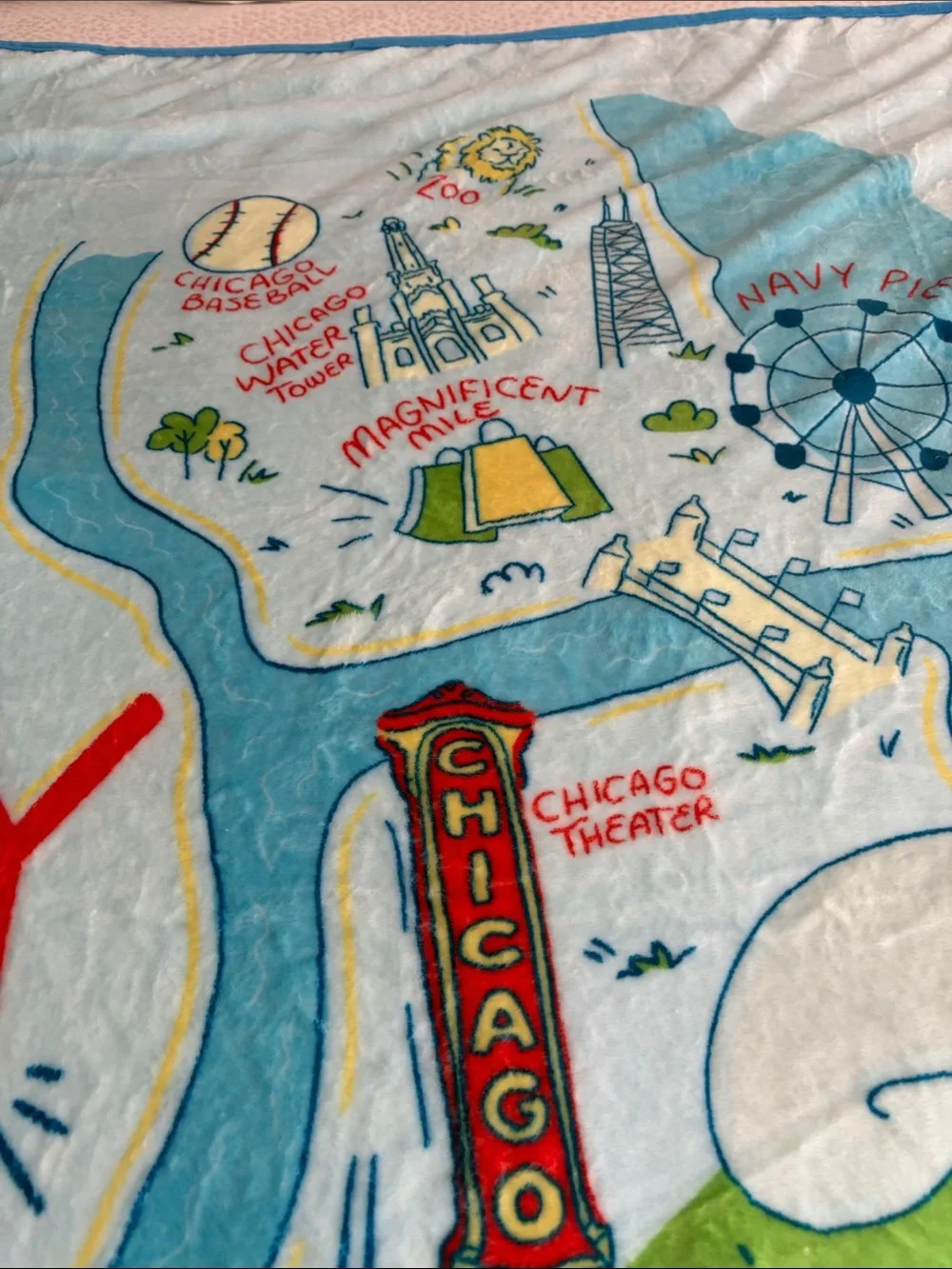 The Windy City Light Blue Chicago Plush Throw Blanket